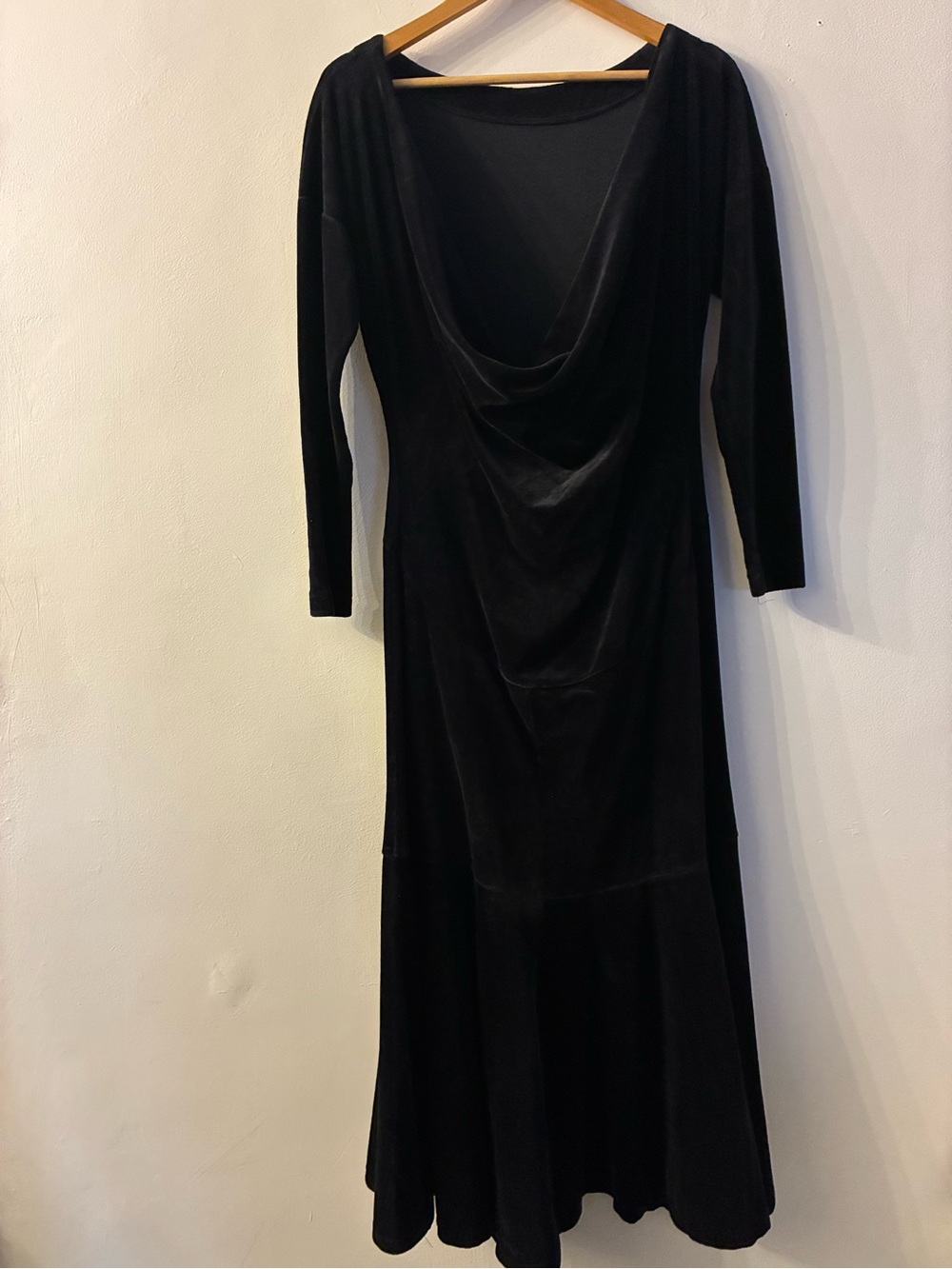 Vintage 1980’s Original Rare Betsey Johnson Punk Label Velvet Maxi Dress Black - Picture 7 of 13